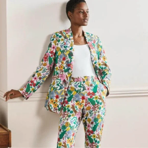 NWT Boden Thea Tailored Linen Blazer Multi, Exotic Paradise, 8P - Picture 4 of 16
